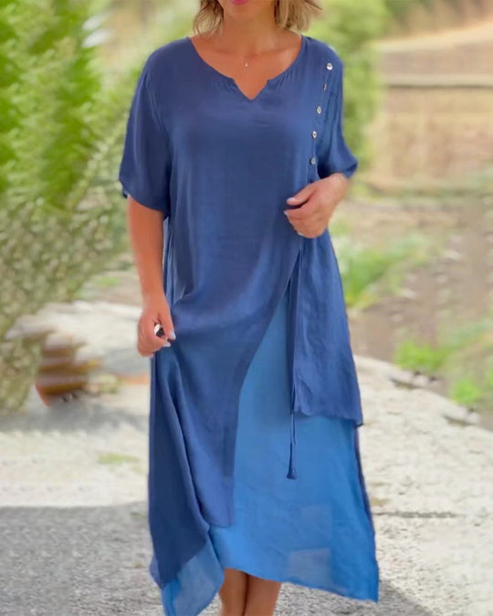 Velissa™ - Asymmetrisches Kleid mit kurzen Ärmeln