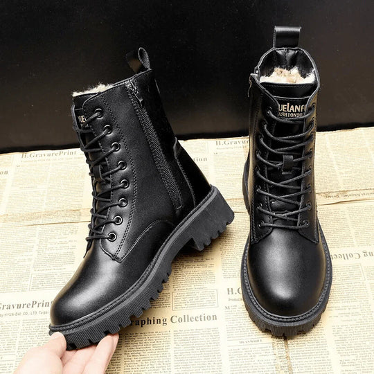 FREYA | SCHWARZE LEDER-WINTERSTIEFEL