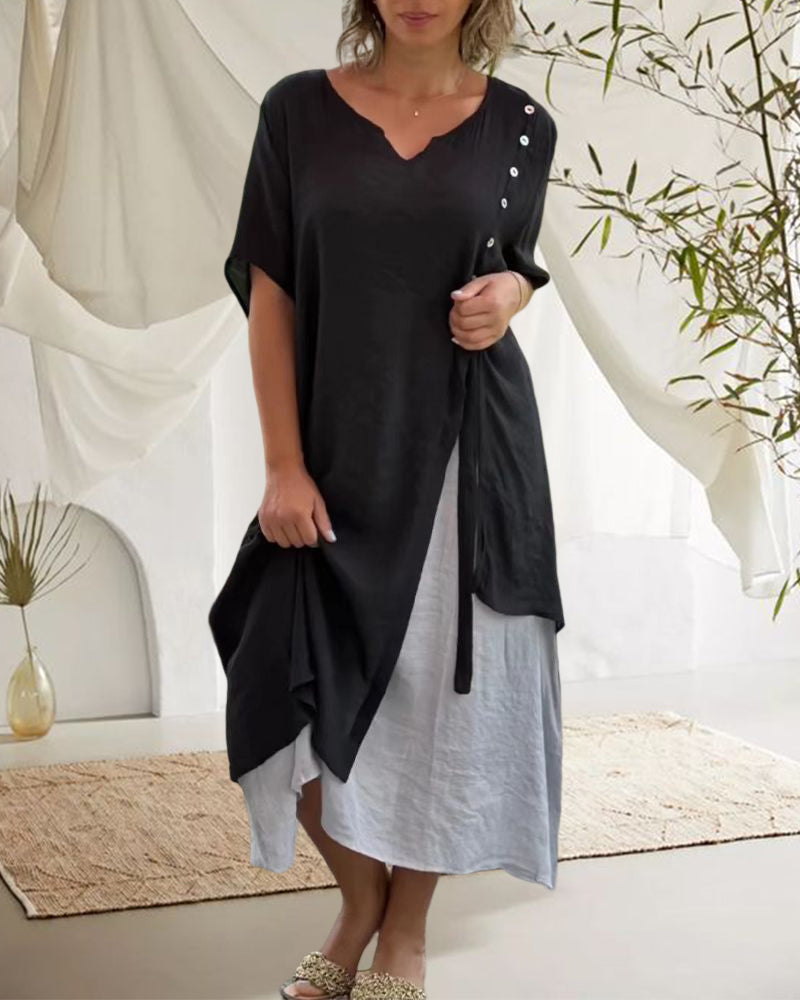 Velissa™ - Asymmetrisches Kleid mit kurzen Ärmeln