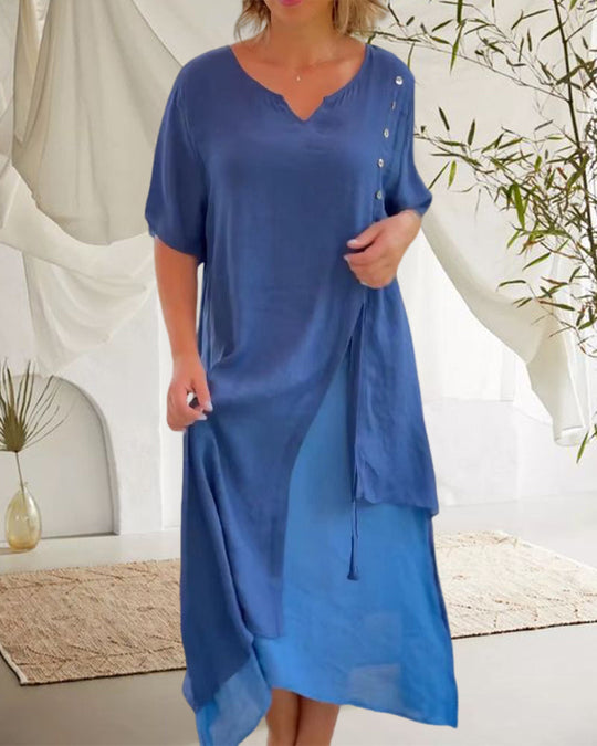 Velissa™ - Asymmetrisches Kleid mit kurzen Ärmeln