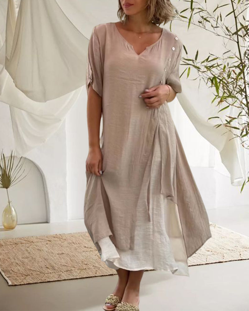 Velissa™ - Asymmetrisches Kleid mit kurzen Ärmeln