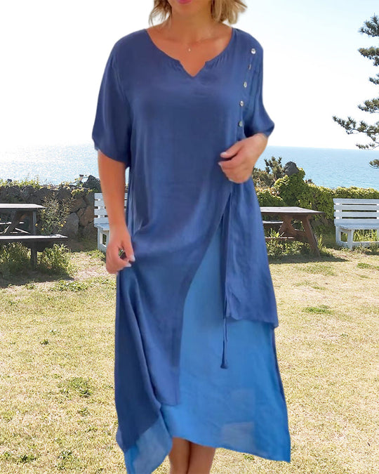 Velissa™ - Asymmetrisches Kleid mit kurzen Ärmeln