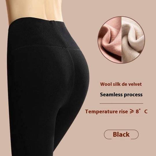 129 Winter Warm Leggings Cashmere Plus Velvet Tight Pants Fashion High Waist Slim Fit Trousers For Women Clothing